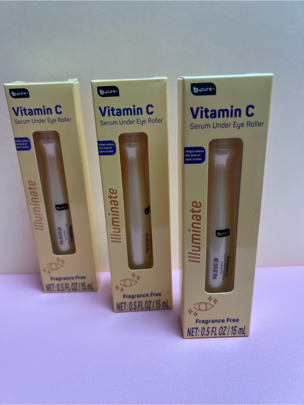 b-pure Vitamin C Illuminate Under Eye Roller - 3 Box Bundle. NIB Sealed